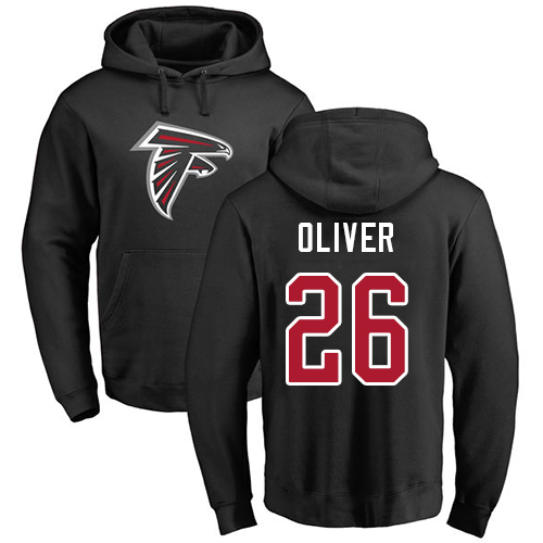 Atlanta Falcons Men Black Isaiah Oliver Name And Number Logo NFL Football 26 Pullover Hoodie Sweatshirts